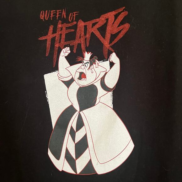 Lularoe Black Long Sleeve Blouse Topo Queen of Hearts Large Alice in Wonderland - Picture 7 of 9